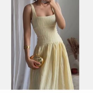 Zara Soft Pale Yellow Midi Sundress